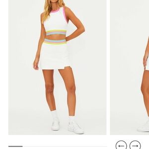 Beach Riot White Skirt Set with Neon Pink and Green Accents